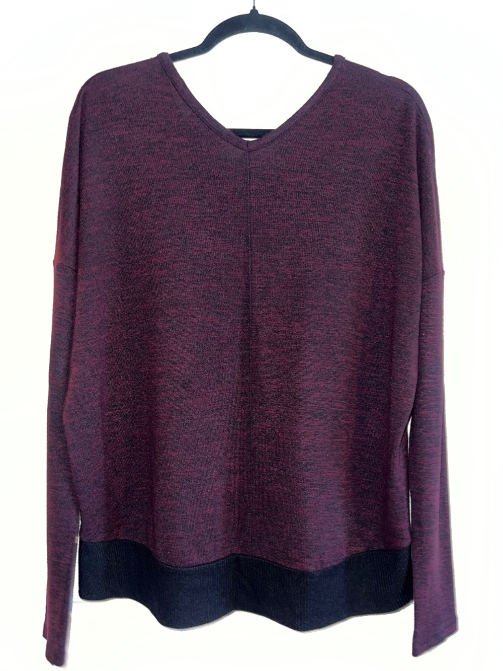 rag & bone /Jean Burgundy Black Heathered Hudson V-Neck Knit Top Size S/P